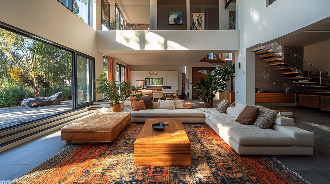 Modernes Wohnzimmer in grossem Haus