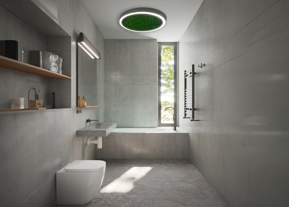 Deckenleuchte mit Moos in Badezimmer