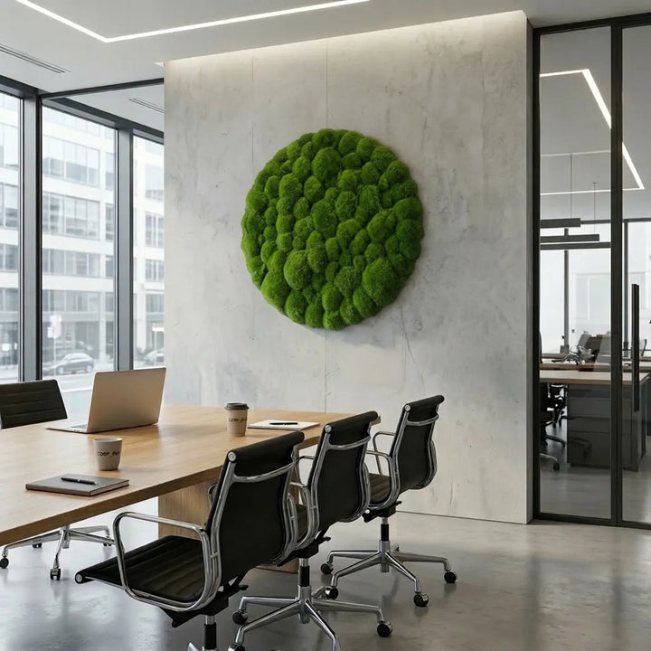 Kugelmoosbild rund in Sitzungszimmer