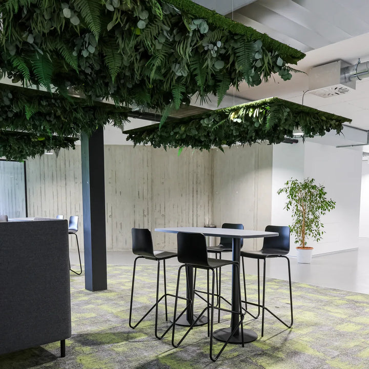 Dschungelmoos-Deckenpaneele in modernem Aufenthaltsbereich