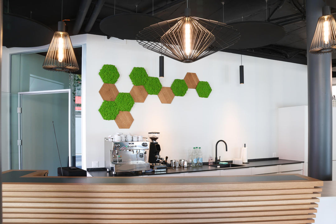 Hexagon-Wandpaneele in Empfangsbereich