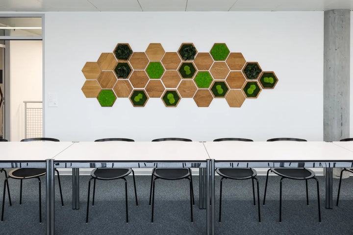 Hexagon-Wandpaneele in Sitzungszimmer