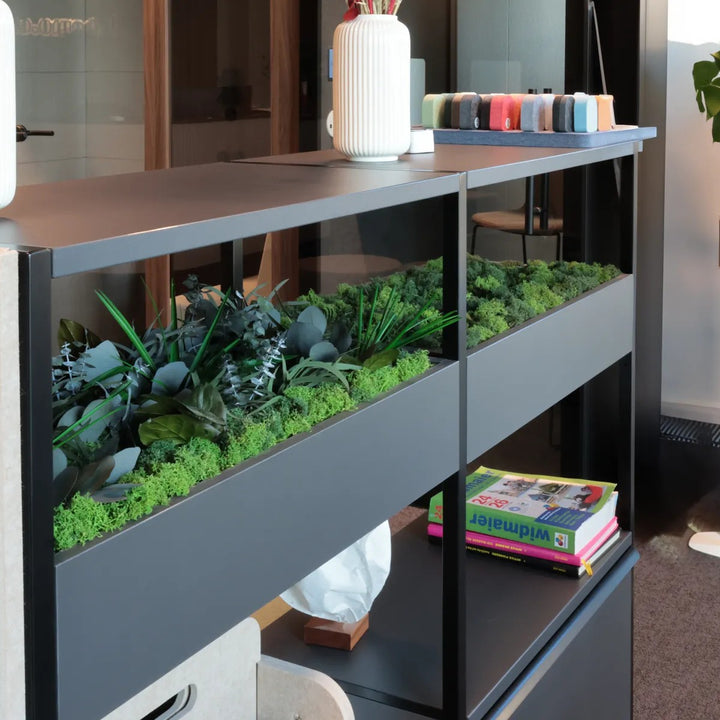 Raumteiler mit Bepflanzung fest