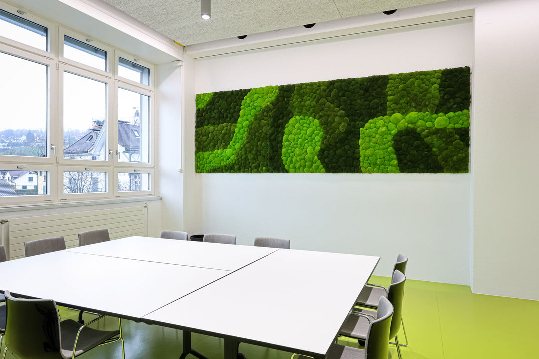 Kugelmoosbild mit Wellenmuster in Sitzungszimmer