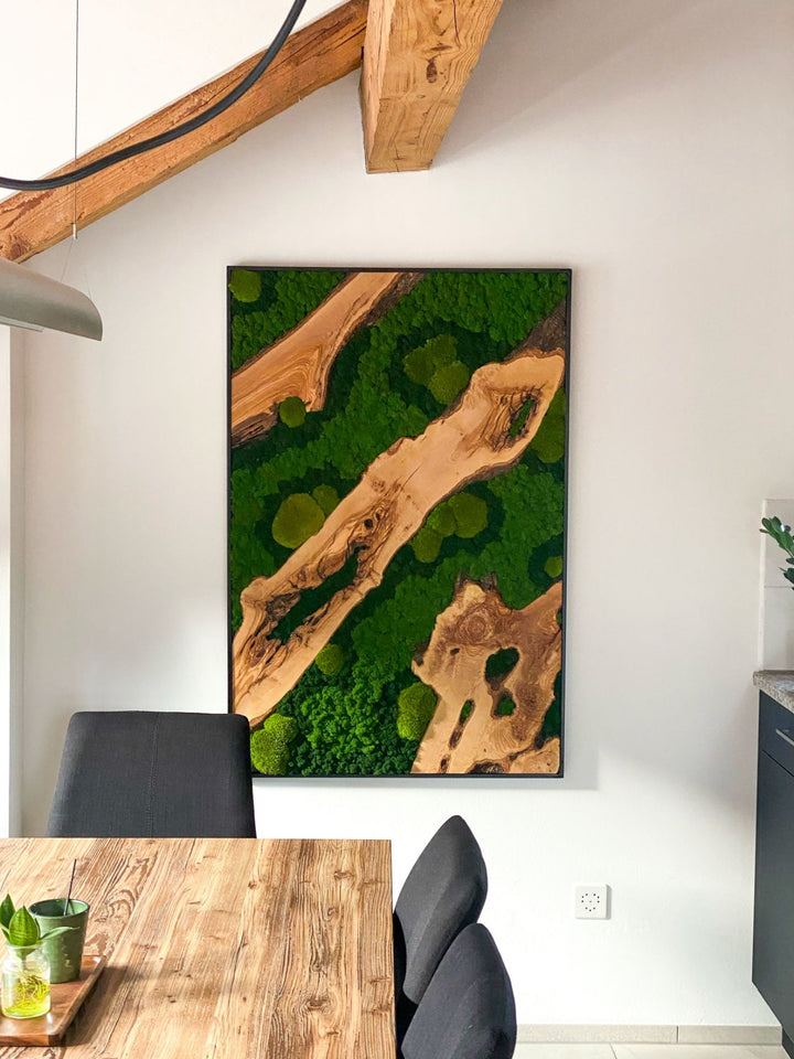 Tableau de mousse avec bois d’olivier