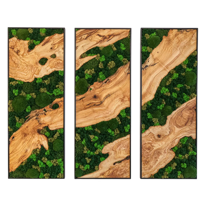 Moosbilder mit Olivenholz Trio