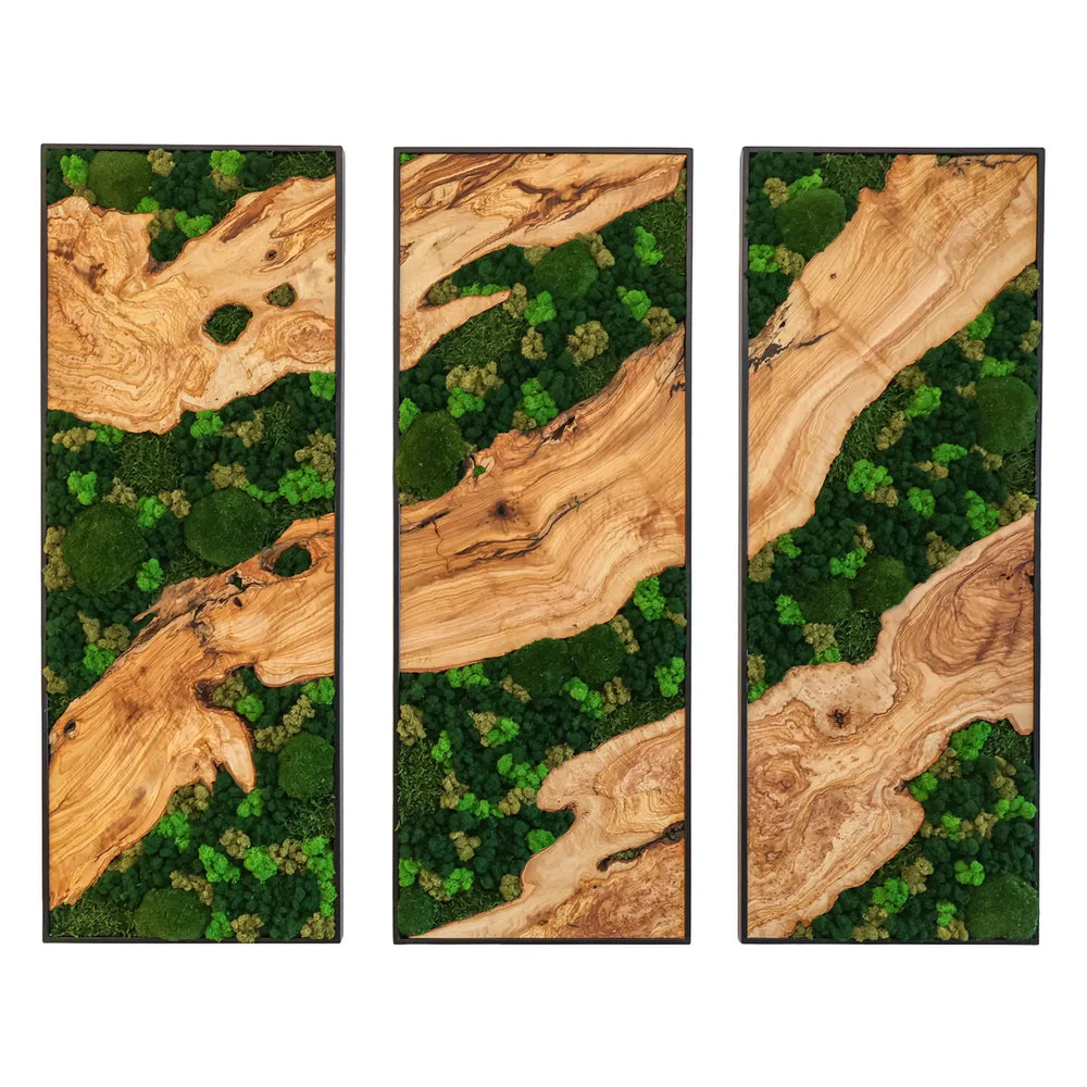 Moosbilder mit Olivenholz Trio