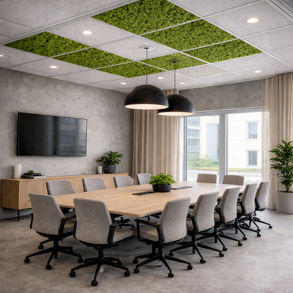 Deckenplatten aus Islandmoos Konferenzraum