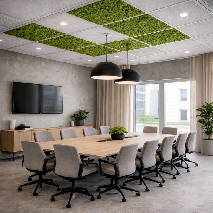 Deckenplatten aus Islandmoos Konferenzraum