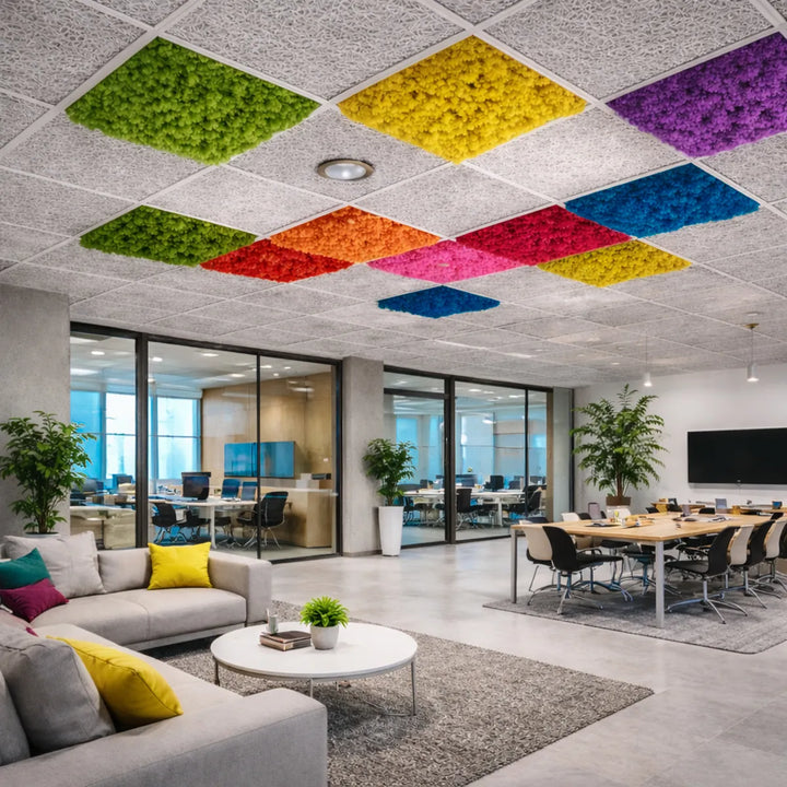 Deckenplatten aus Islandmoos in Agenturbüro