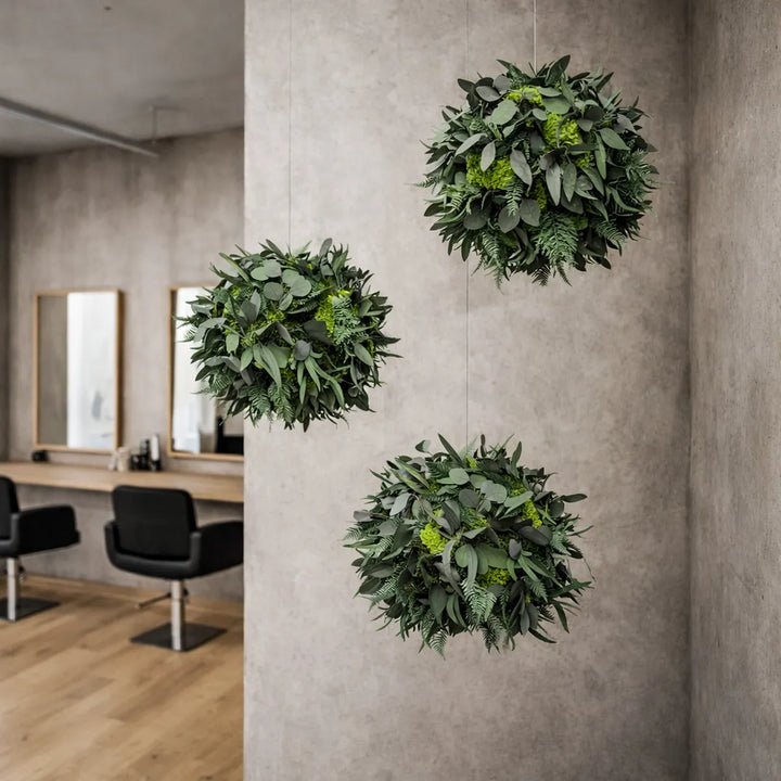 Pflanzenbälle in Coiffeursalon